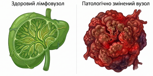 Як виглядає здоровий та патологічний лімфовузол
