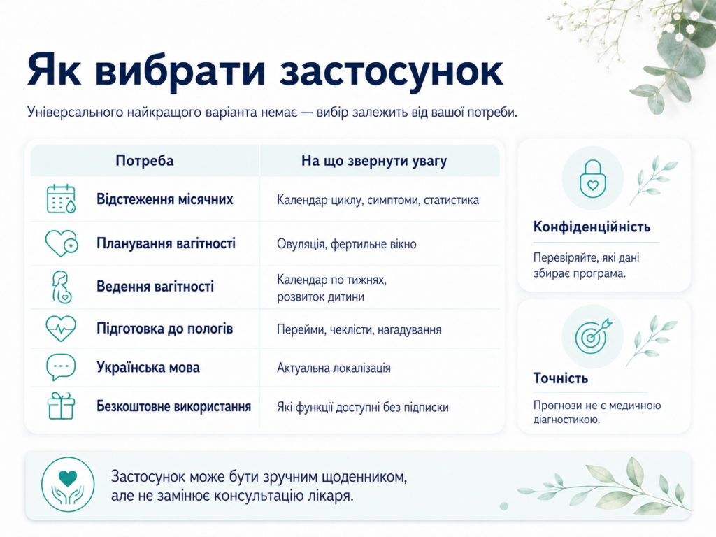 Як вибрати застосунок для менструації, овуляції та вагітності за функціями, мовою, точністю та конфіденційністю