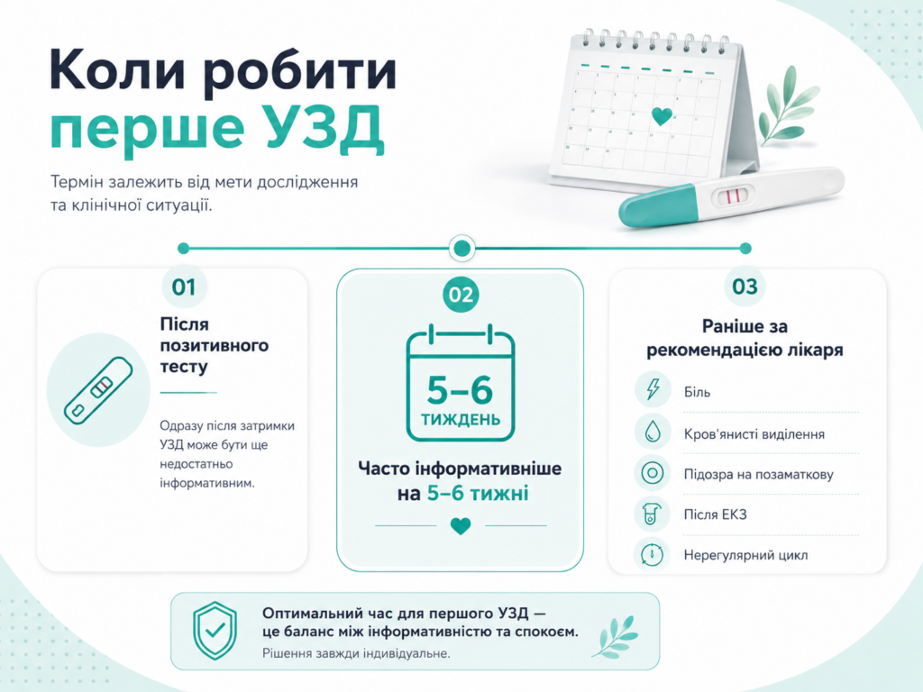 Коли робити перше УЗД при вагітності після позитивного тесту та на якому терміні дослідження найбільш інформативне