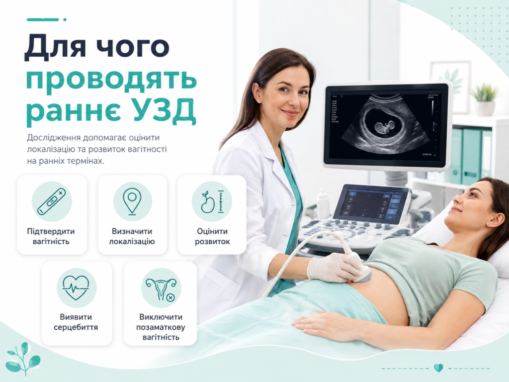 Раннє УЗД вагітності для підтвердження вагітності, визначення локалізації та оцінки розвитку ембріона