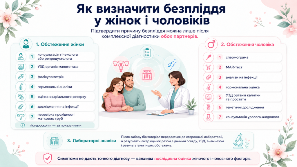 Як визначити безпліддя у жінок і чоловіків: обстеження пари, аналізи, УЗД, спермограма та консультація лікаря