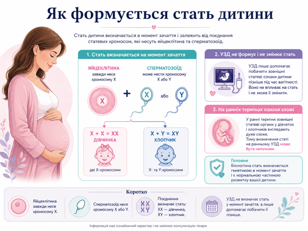 Як формується стать дитини: роль X та Y хромосом, момент зачаття і чому УЗД не змінює стать плода